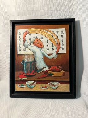 John Howard pasta noodle chef framed canvas